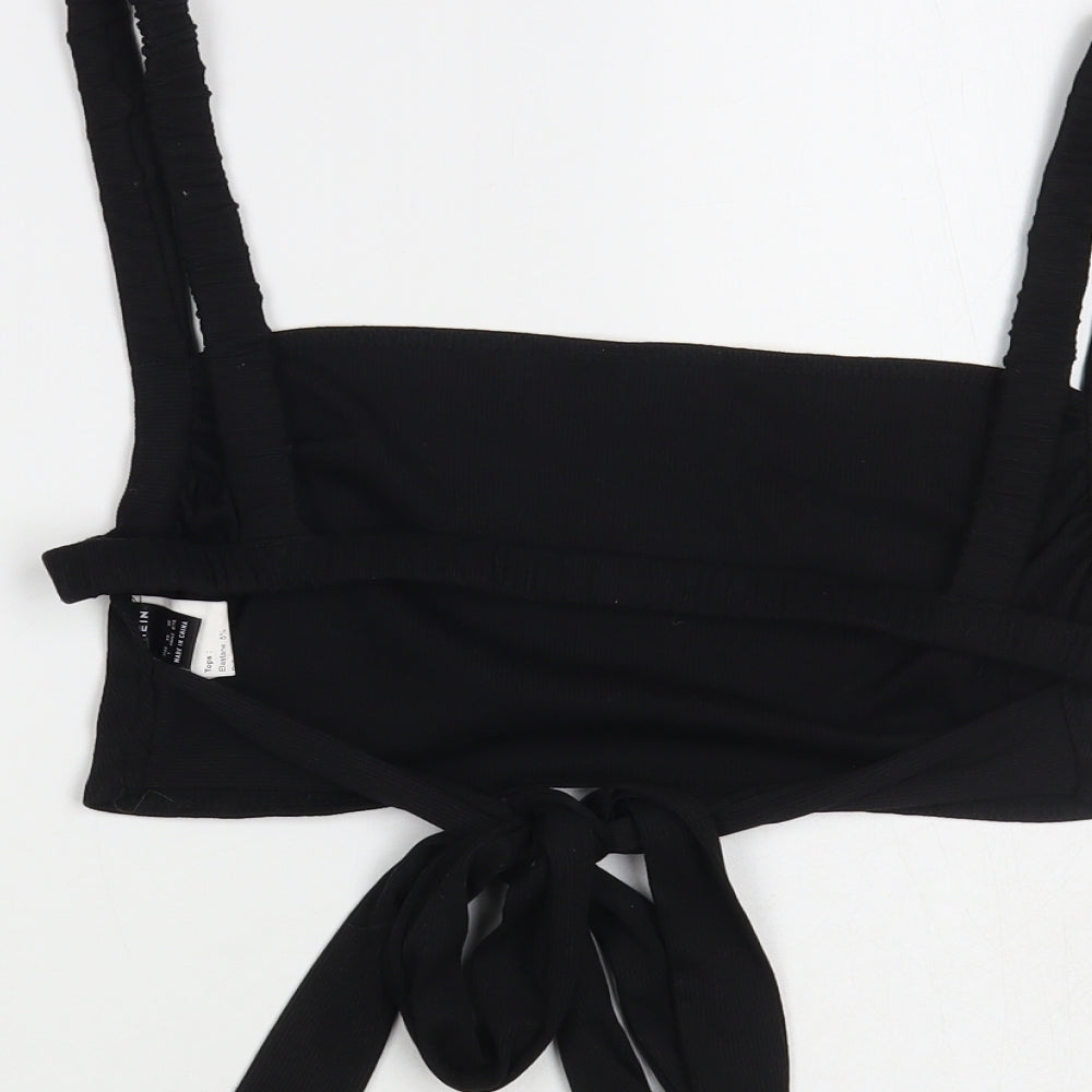 SheIn Womens Black Polyester Cropped Tank Size L Square Neck - Open Back