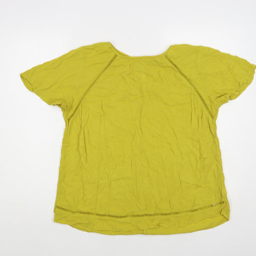NEXT Womens Yellow Viscose Basic Blouse Size 14 Round Neck