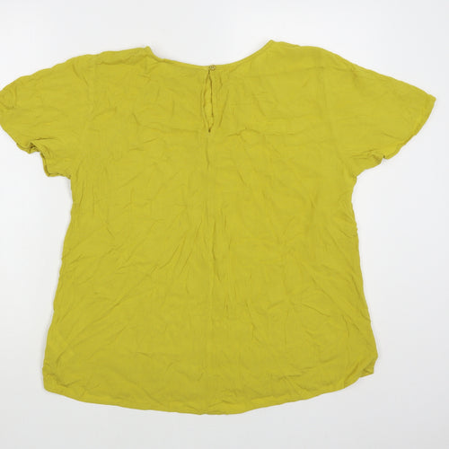 NEXT Womens Yellow Viscose Basic Blouse Size 14 Round Neck