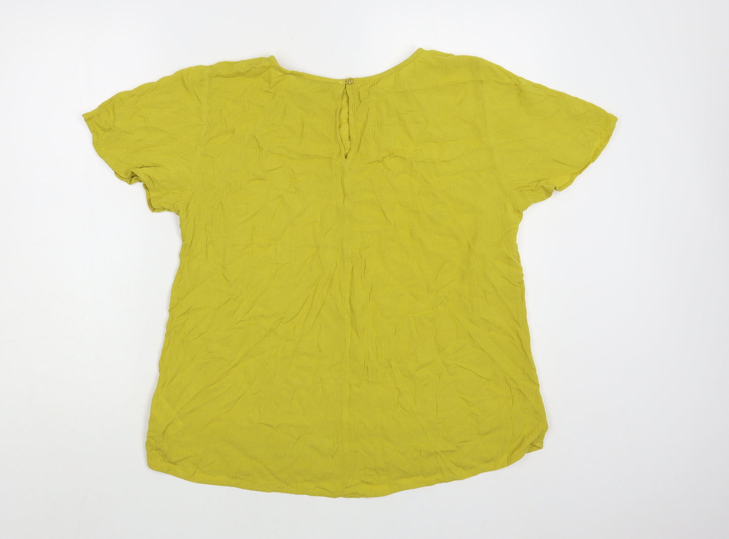 NEXT Womens Yellow Viscose Basic Blouse Size 14 Round Neck