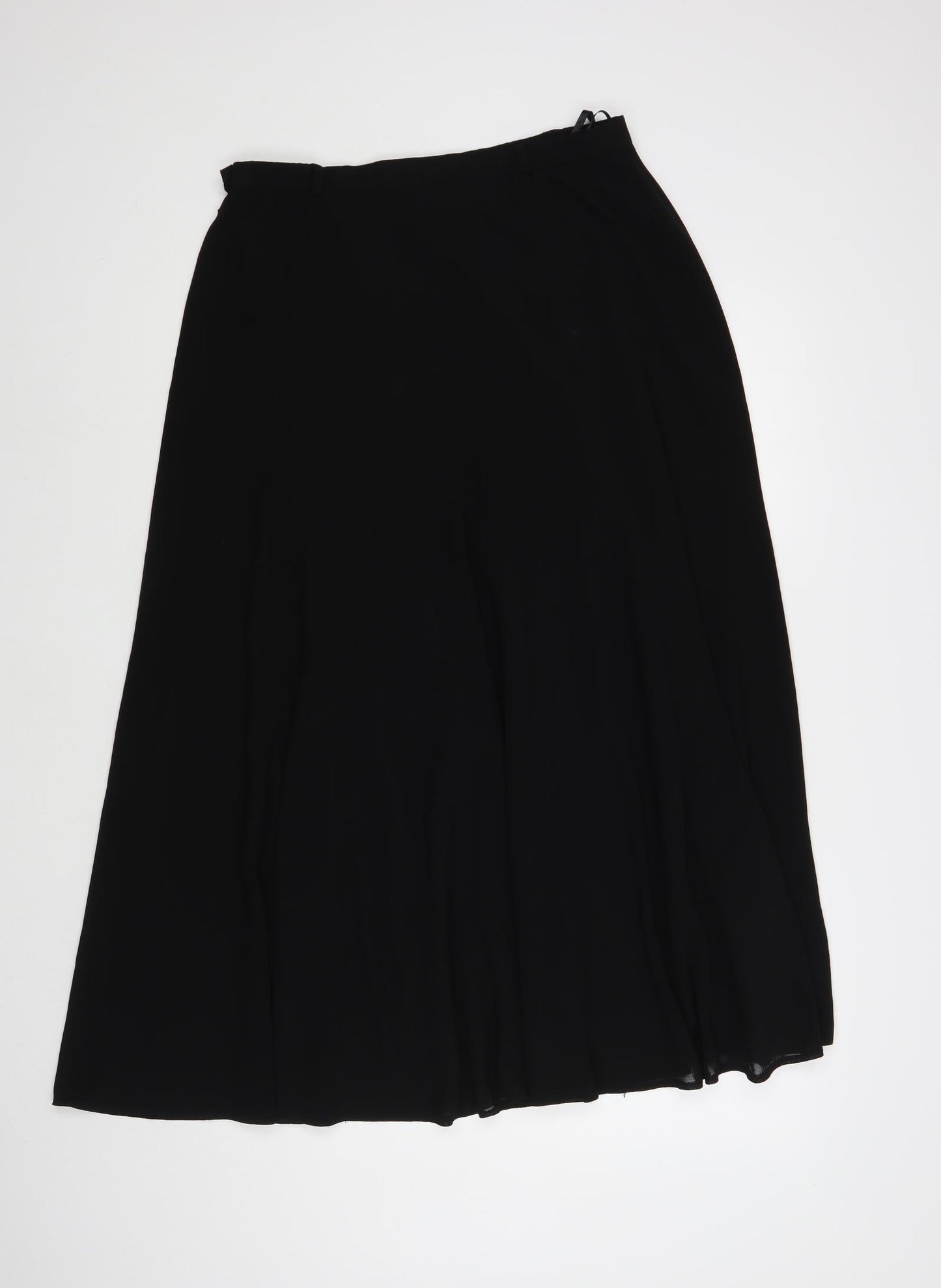 LUCIA Womens Black Polyester A-Line Skirt Size 14 Button