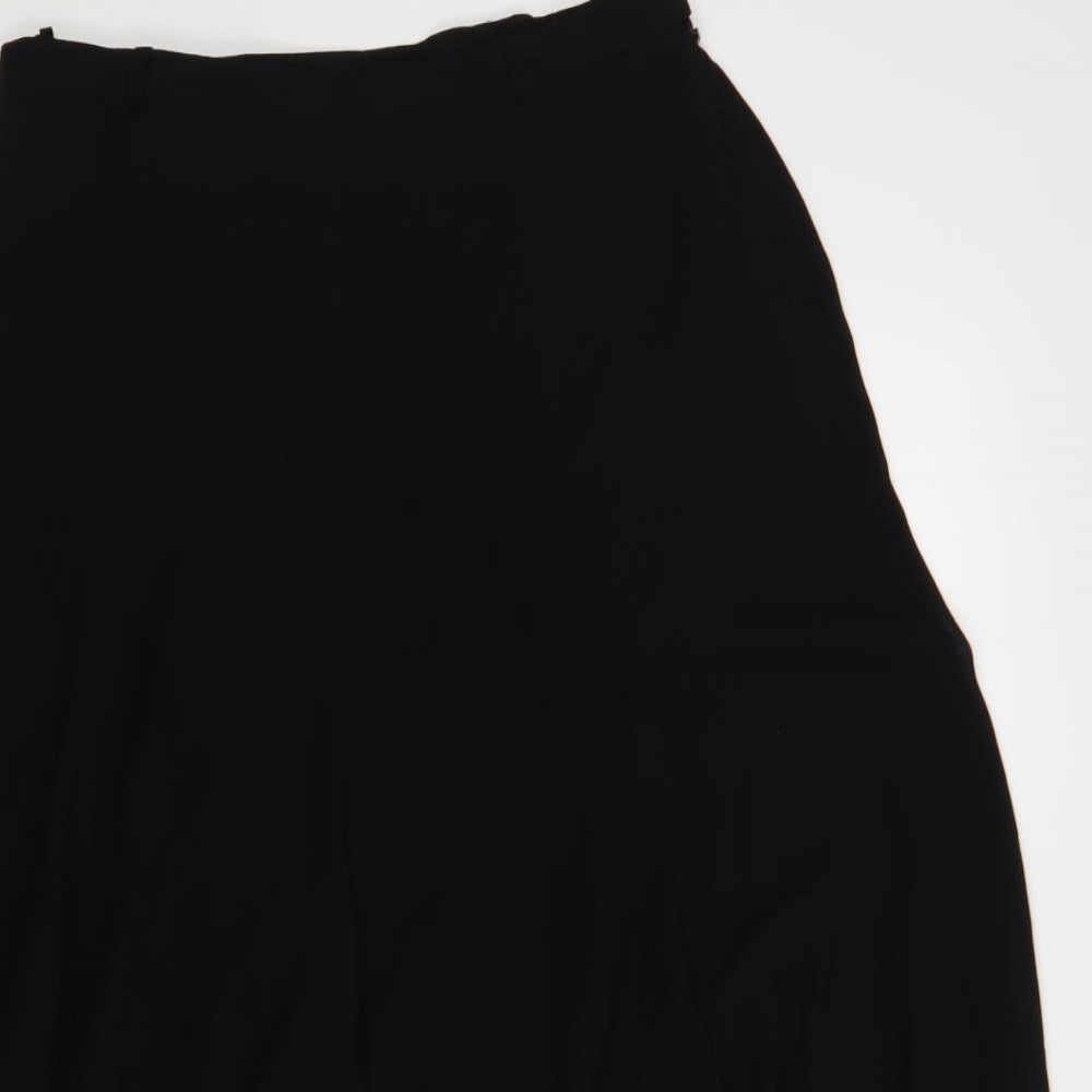 LUCIA Womens Black Polyester A-Line Skirt Size 14 Button