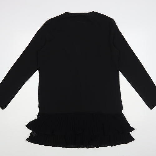 Missguided Womens Black Polyester Shirt Dress Size 10 V-Neck Button
