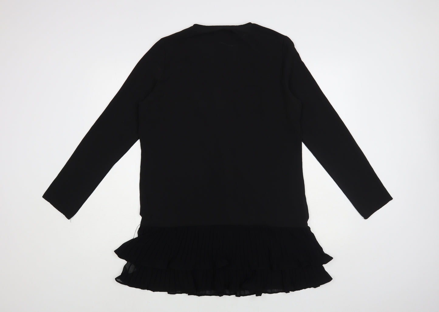Missguided Womens Black Polyester Shirt Dress Size 10 V-Neck Button