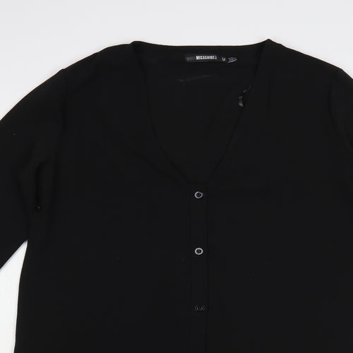 Missguided Womens Black Polyester Shirt Dress Size 10 V-Neck Button