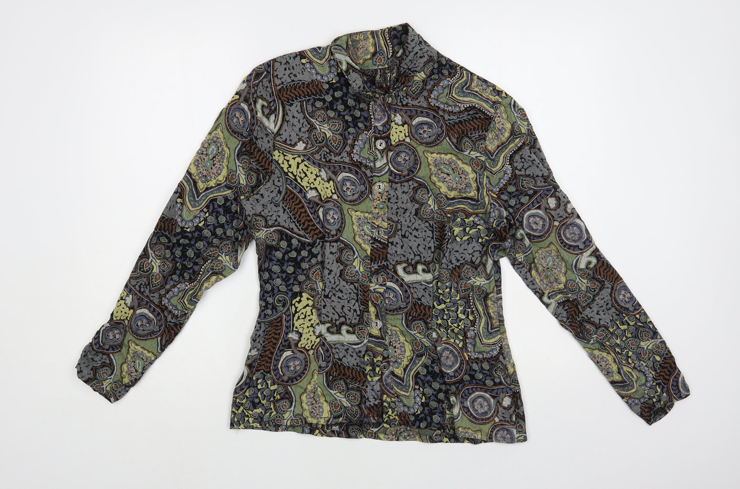 St Michael Womens Multicoloured Paisley Viscose Basic Button-Up Size 10 Collared