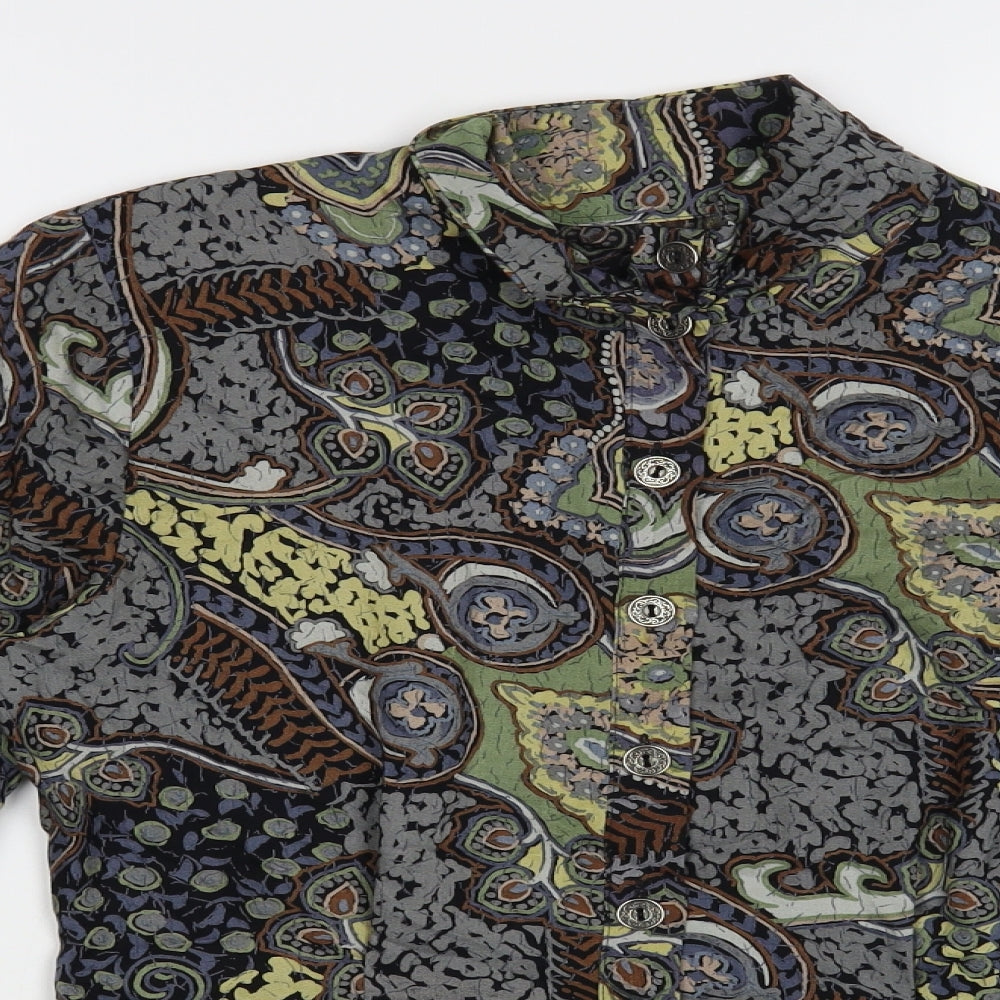 St Michael Womens Multicoloured Paisley Viscose Basic Button-Up Size 10 Collared