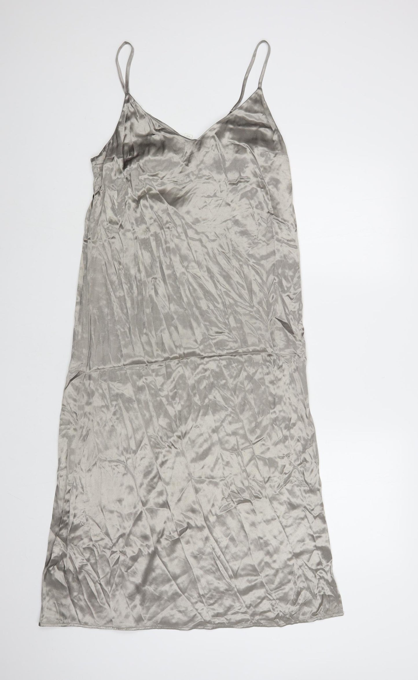 H&M Womens Grey Polyester Slip Dress Size XS V-Neck Pullover