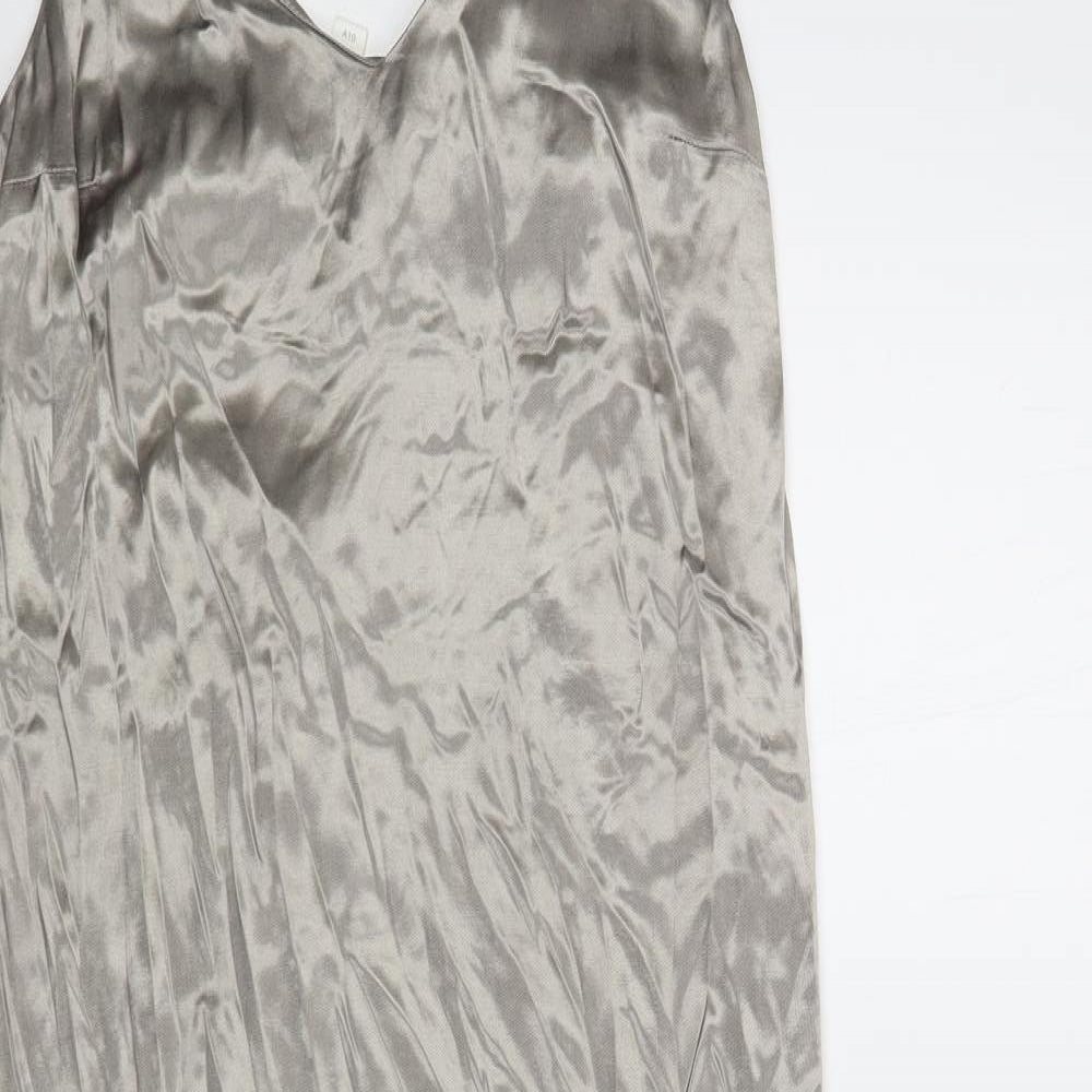 H&M Womens Grey Polyester Slip Dress Size XS V-Neck Pullover
