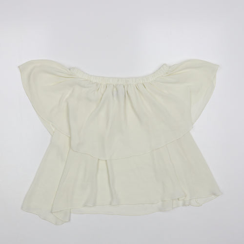 Fresh Womens Ivory Polyester Basic Blouse Size L Off the Shoulder