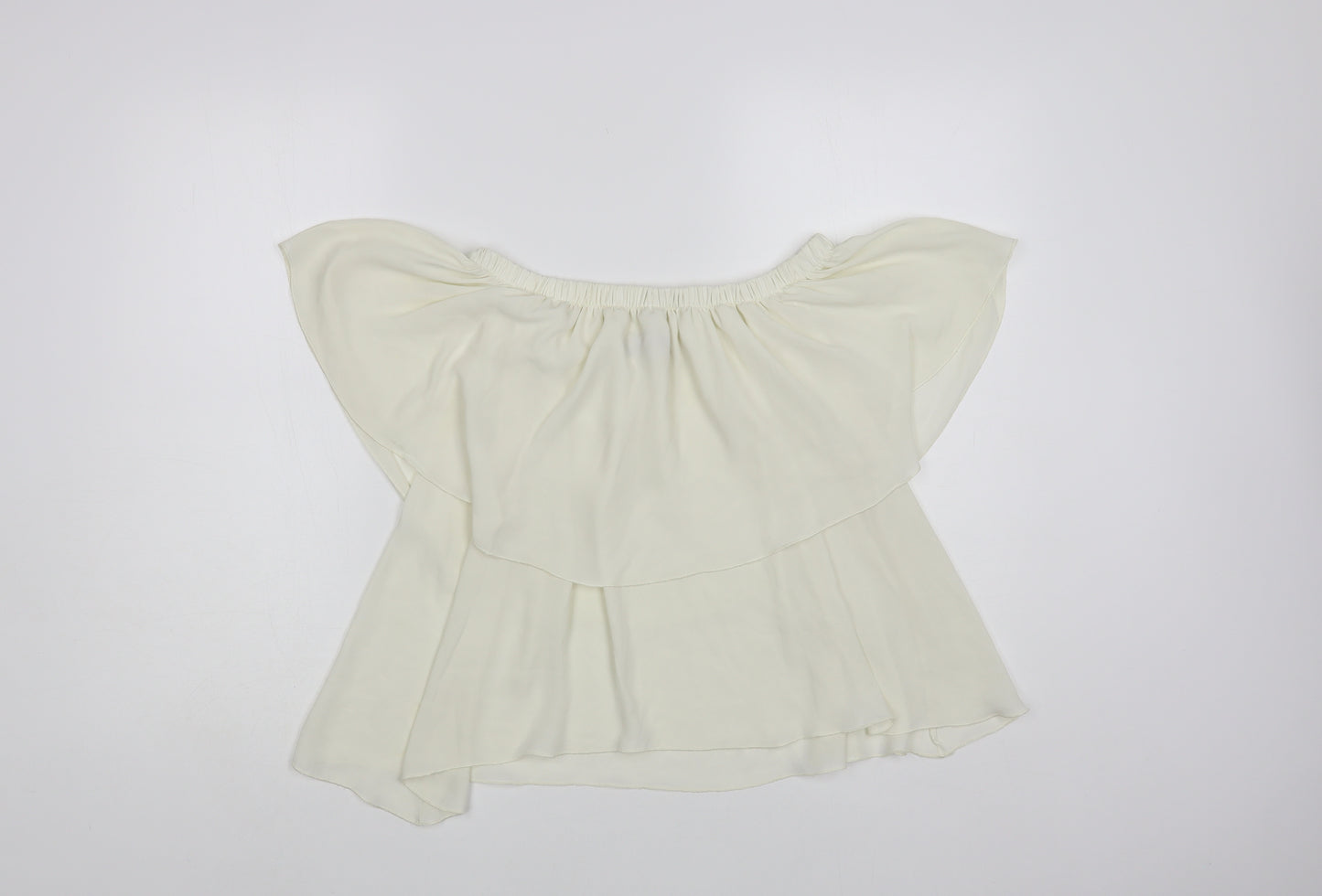 Fresh Womens Ivory Polyester Basic Blouse Size L Off the Shoulder