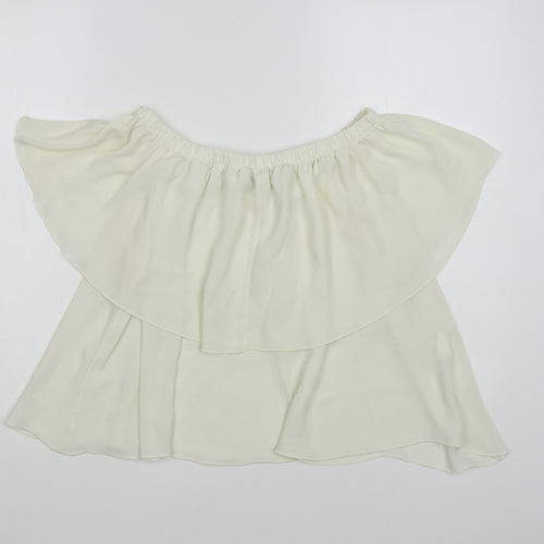 Fresh Womens Ivory Polyester Basic Blouse Size L Off the Shoulder