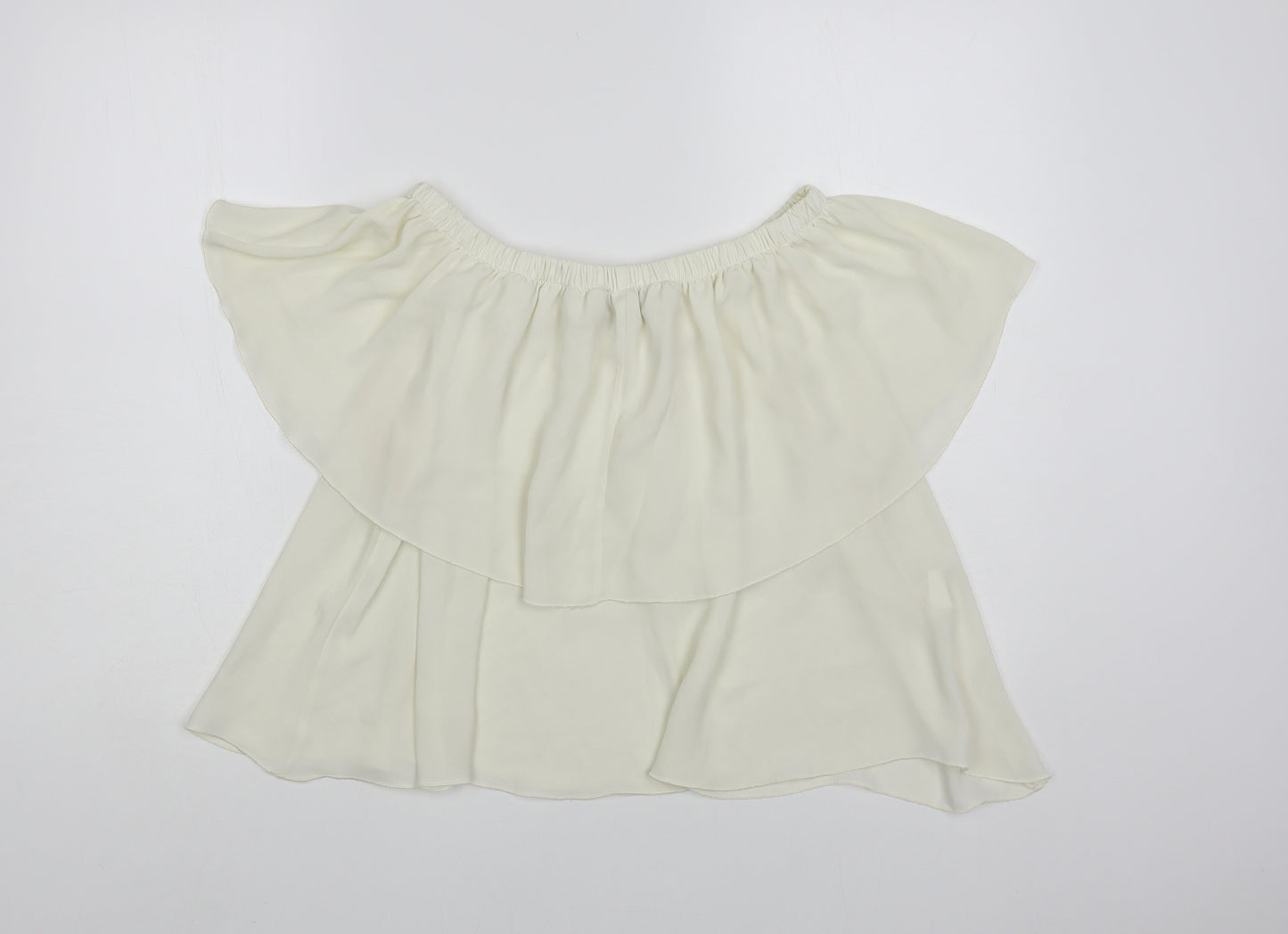 Fresh Womens Ivory Polyester Basic Blouse Size L Off the Shoulder