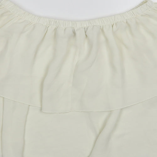 Fresh Womens Ivory Polyester Basic Blouse Size L Off the Shoulder
