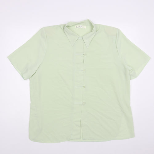 Christian Marcus Womens Green Polyester Basic Button-Up Size 18 Collared