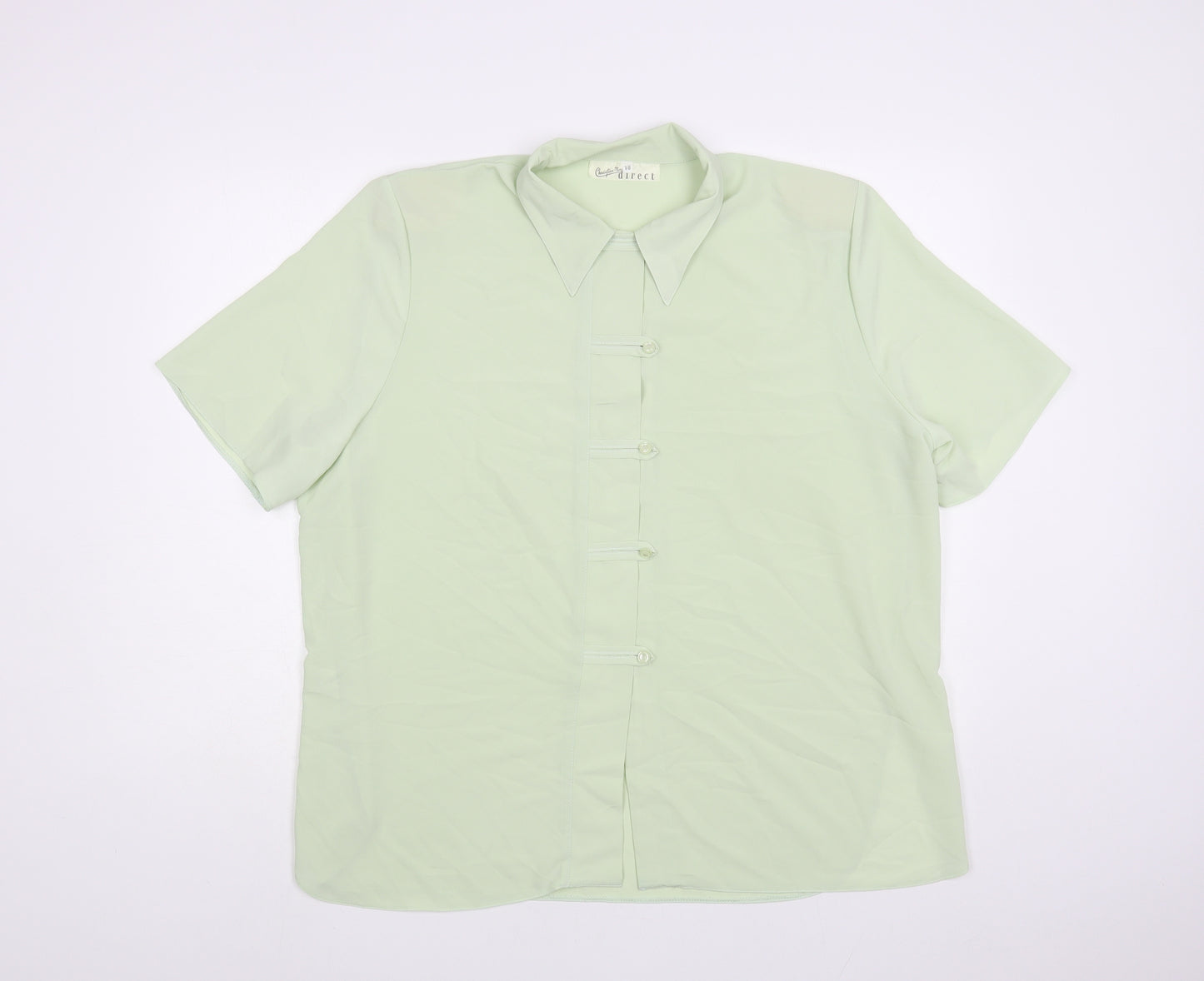 Christian Marcus Womens Green Polyester Basic Button-Up Size 18 Collared
