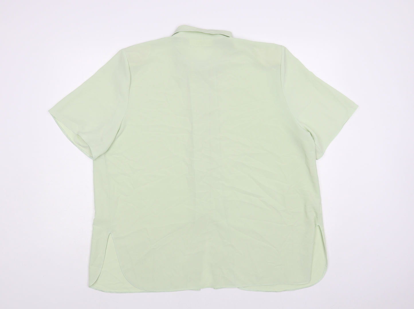 Christian Marcus Womens Green Polyester Basic Button-Up Size 18 Collared