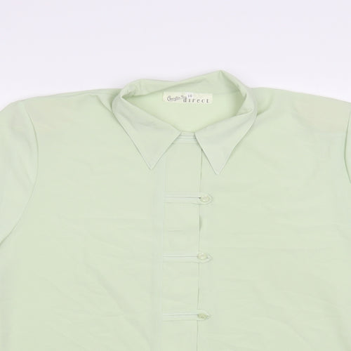 Christian Marcus Womens Green Polyester Basic Button-Up Size 18 Collared