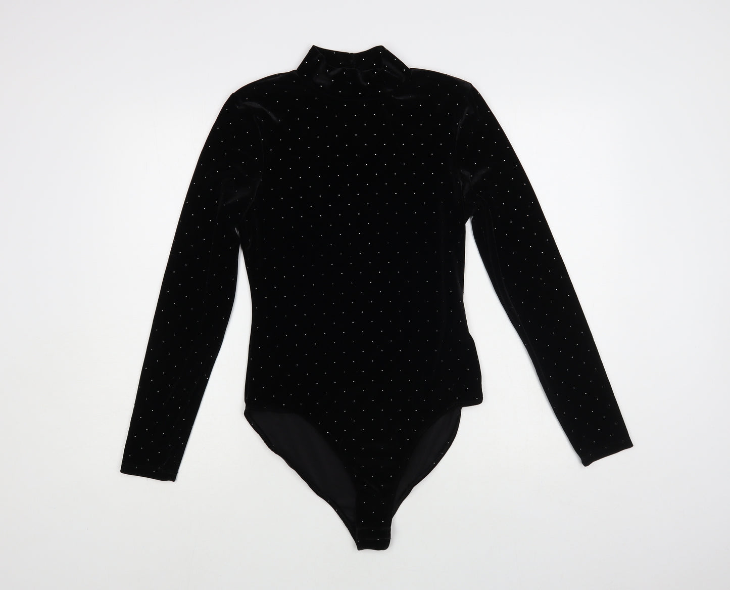 Primark Womens Black Polka Dot Polyester Bodysuit One-Piece Size 10 Snap