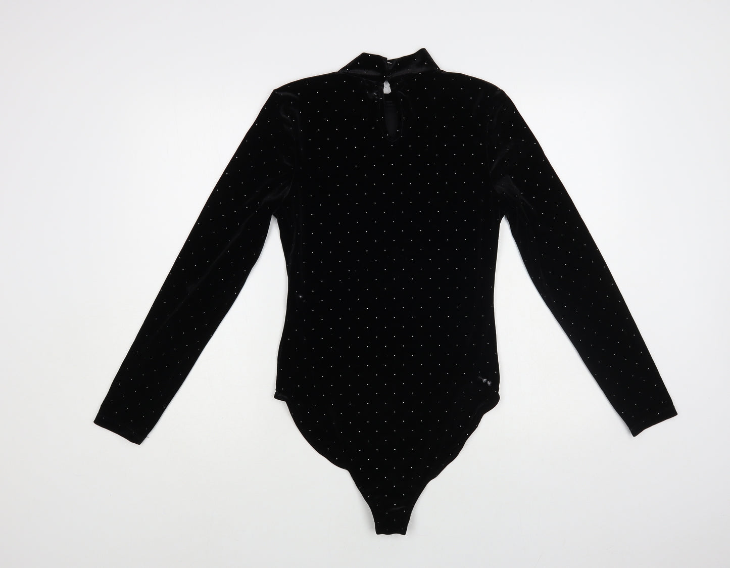 Primark Womens Black Polka Dot Polyester Bodysuit One-Piece Size 10 Snap