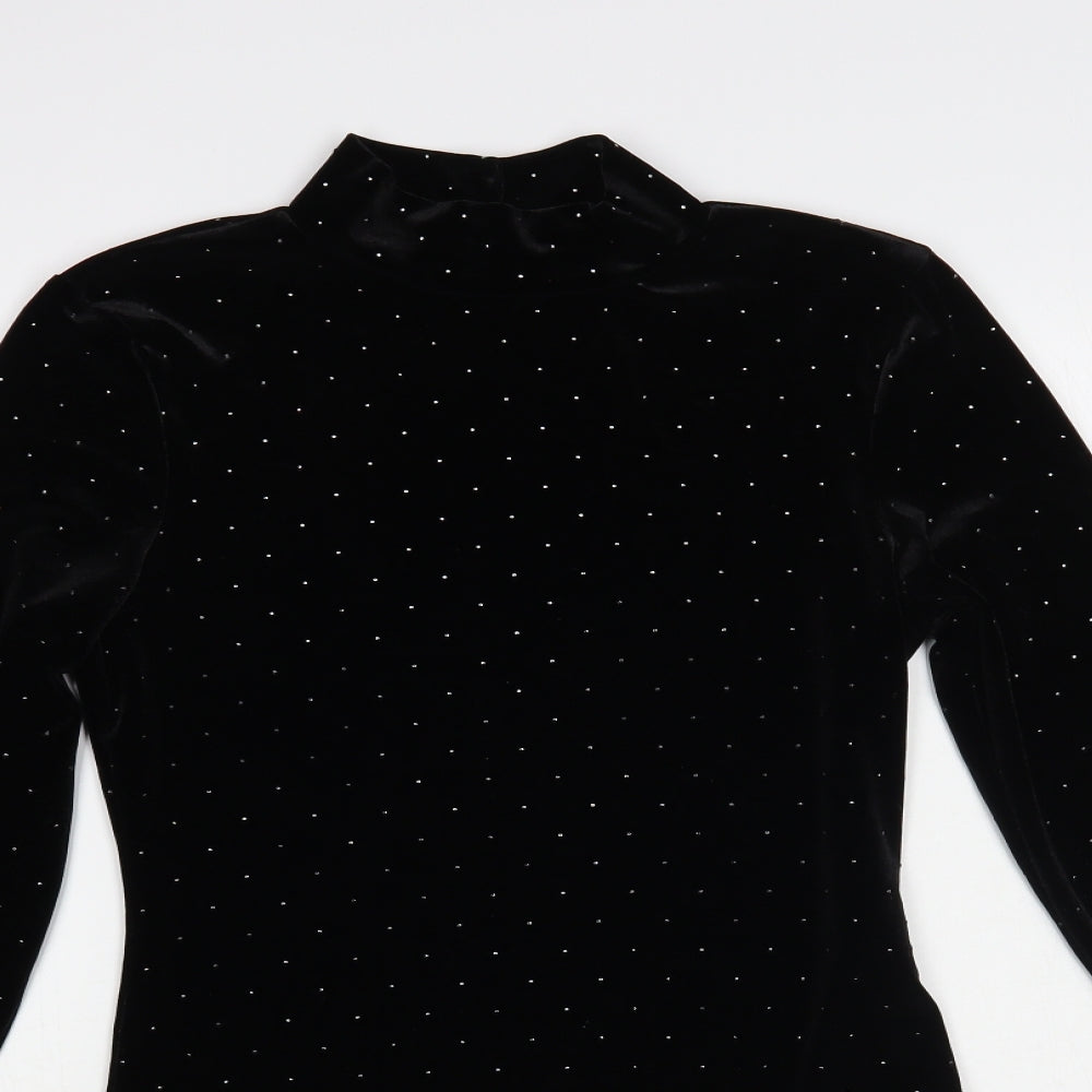 Primark Womens Black Polka Dot Polyester Bodysuit One-Piece Size 10 Snap