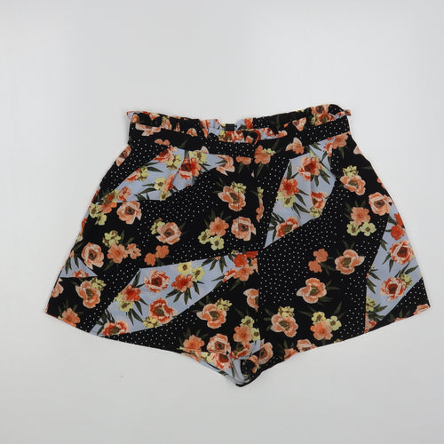 Topshop Womens Multicoloured Floral Polyester Paperbag Shorts Size 10 L3 in Regular Hook & Loop