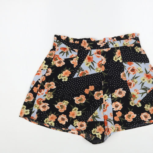 Topshop Womens Multicoloured Floral Polyester Paperbag Shorts Size 10 L3 in Regular Hook & Loop