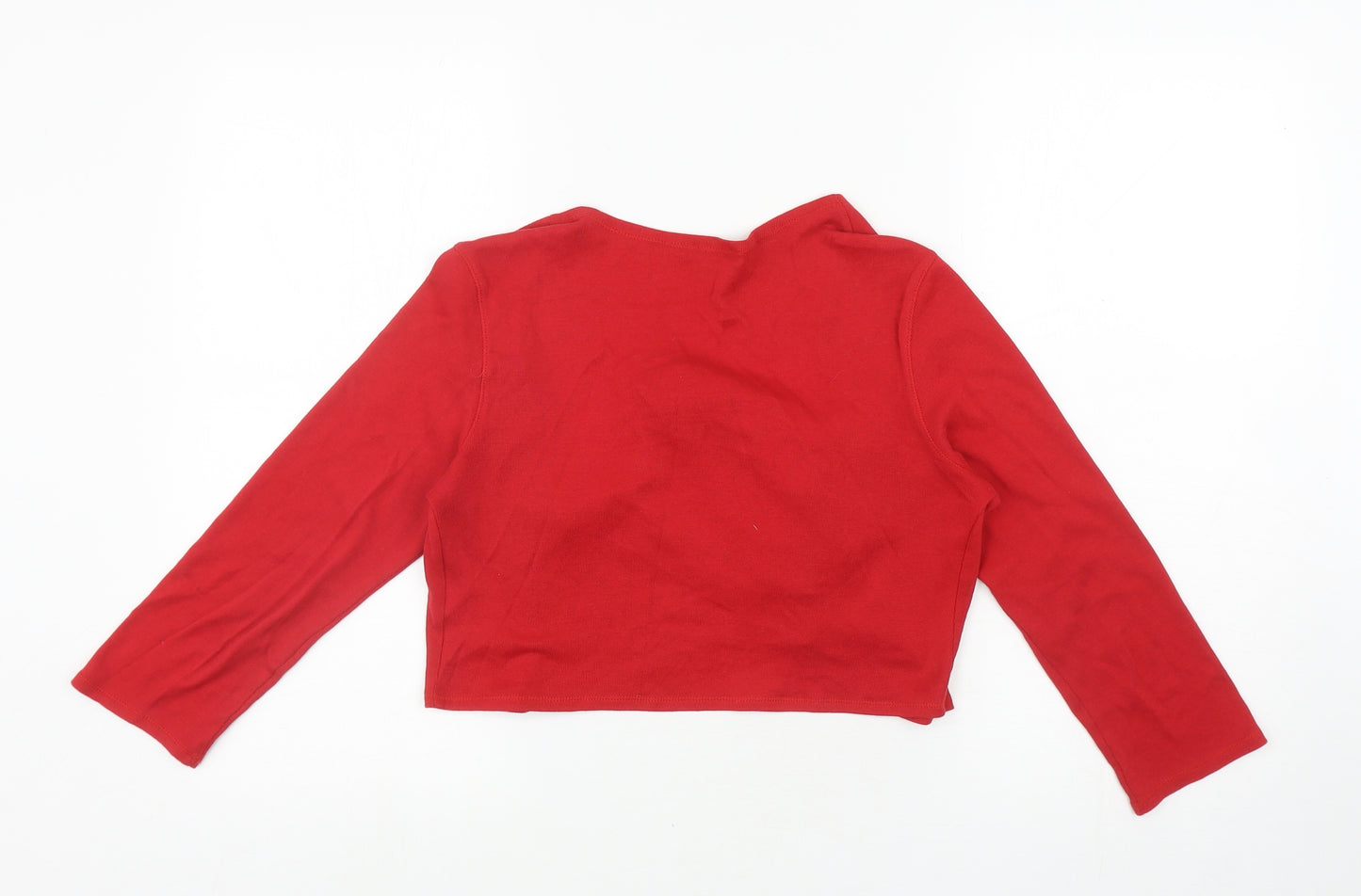 Marks and Spencer Womens Red 100% Cotton Wrap Sweatshirt Size 12 Tie