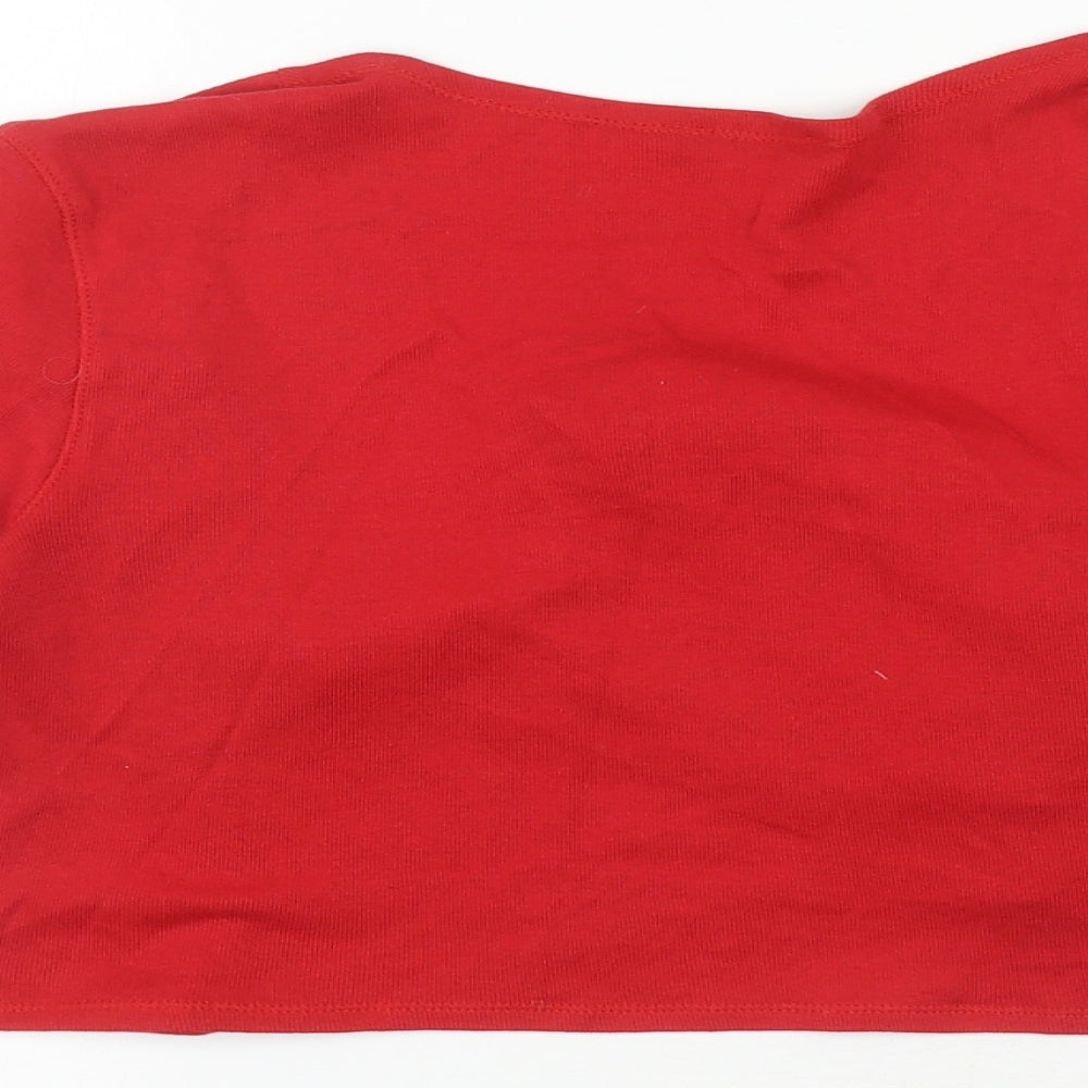 Marks and Spencer Womens Red 100% Cotton Wrap Sweatshirt Size 12 Tie