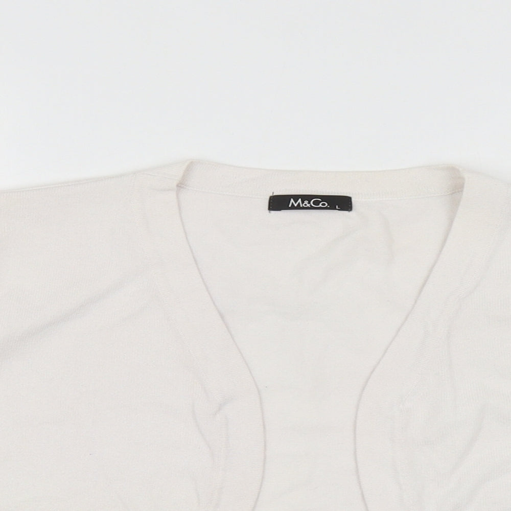 M&Co Womens White Scoop Neck Cotton Shrug Jumper Size L