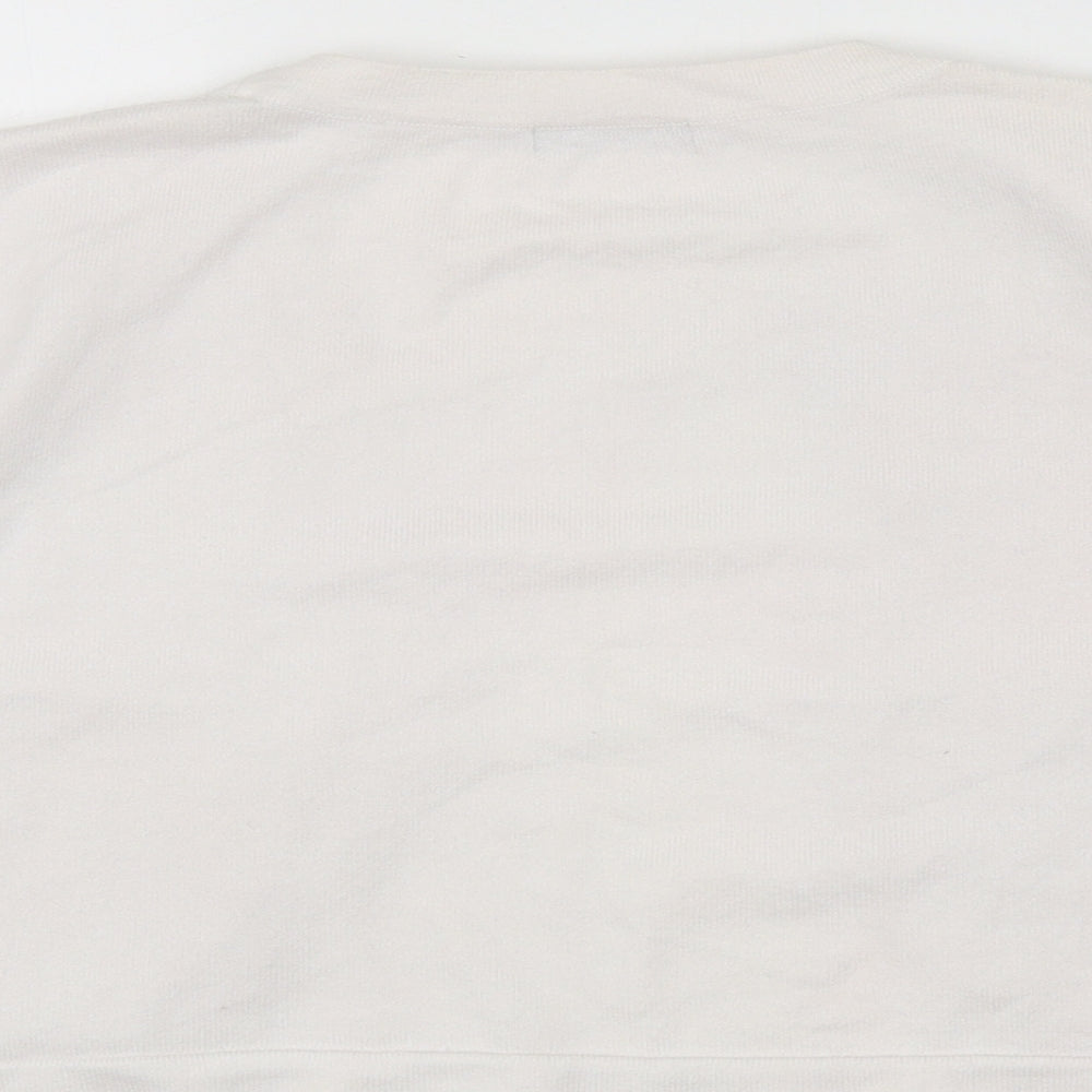 M&Co Womens White Scoop Neck Cotton Shrug Jumper Size L