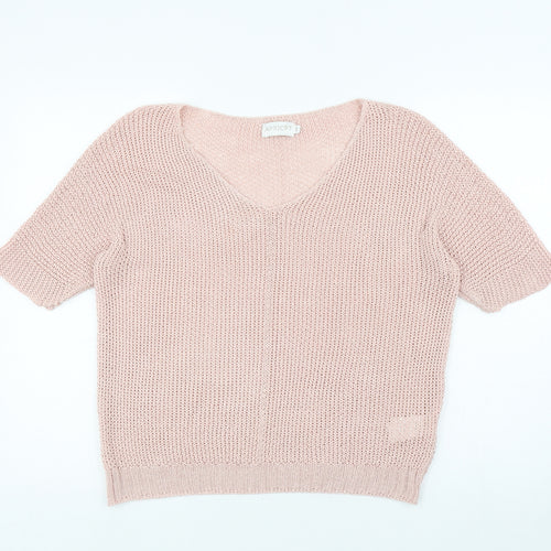 Apricot Womens Pink Acrylic Basic T-Shirt Size S Round Neck