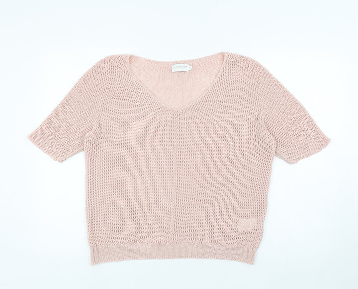 Apricot Womens Pink Acrylic Basic T-Shirt Size S Round Neck