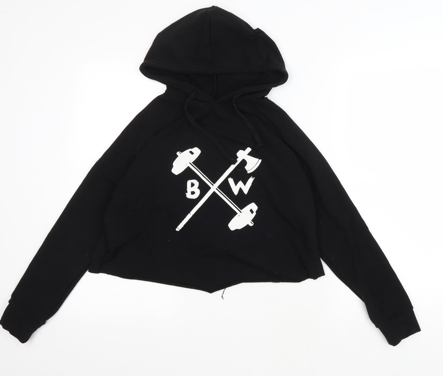 Barbell Warrior Womens Black Cotton Pullover Hoodie Size S Pullover - Logo