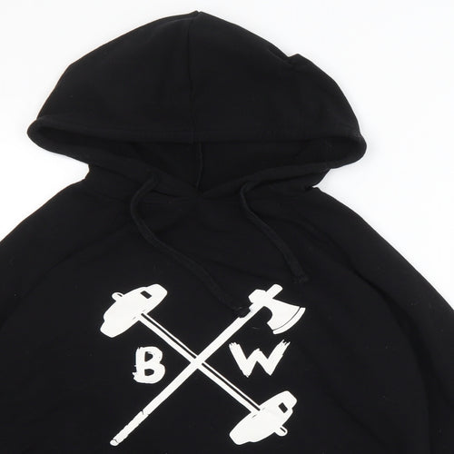 Barbell Warrior Womens Black Cotton Pullover Hoodie Size S Pullover - Logo