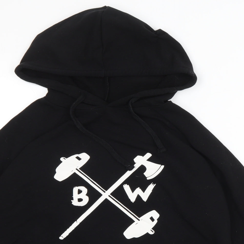 Barbell Warrior Womens Black Cotton Pullover Hoodie Size S Pullover - Logo