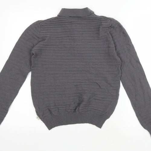 Cerruti Mens Grey Wool Polo Size S Collared Button