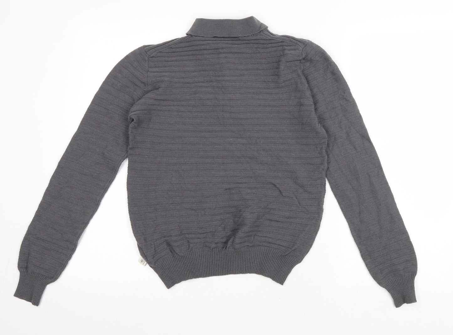 Cerruti Mens Grey Wool Polo Size S Collared Button