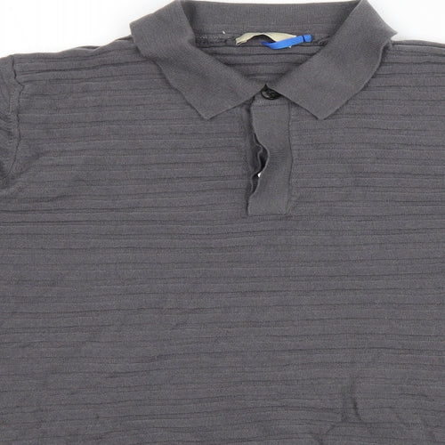 Cerruti Mens Grey Wool Polo Size S Collared Button