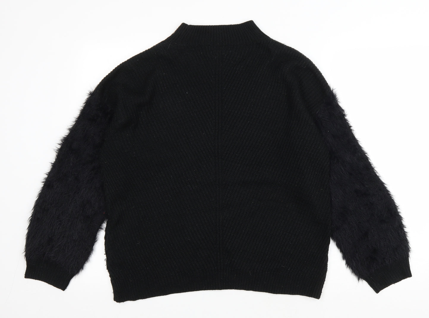 Primark Womens Black Mock Neck Acrylic Pullover Jumper Size 12