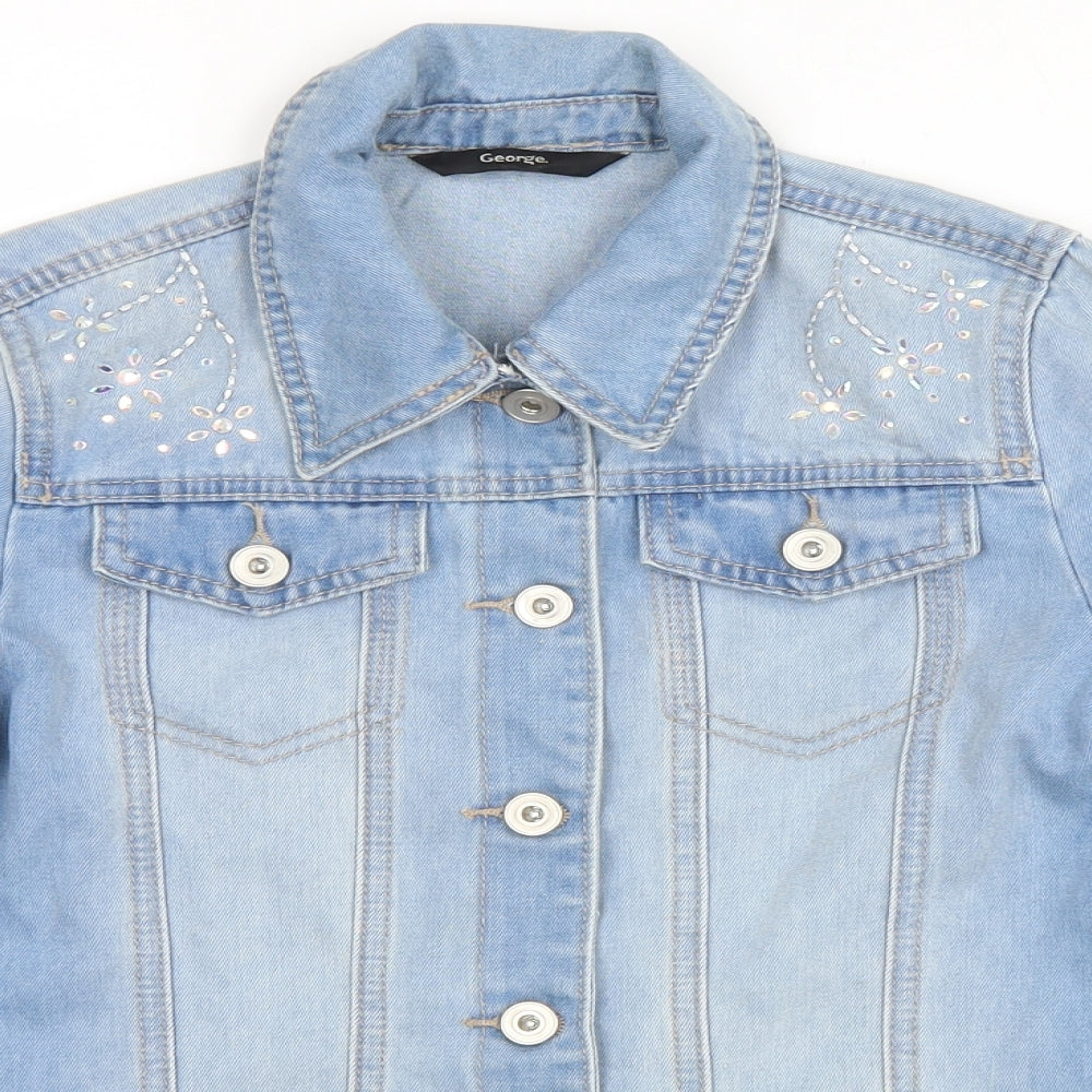 George Girls Blue Jacket Size 10-11 Years Button