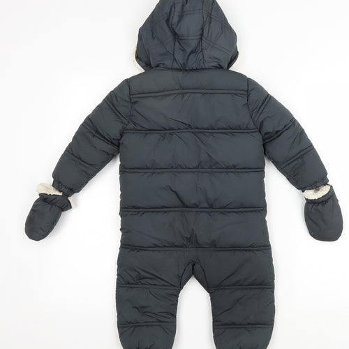 F&F Baby Grey Duffle Coat Snowsuit Size 18-24 Months Zip