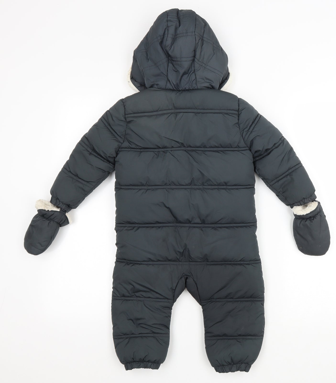 F&F Baby Grey Duffle Coat Snowsuit Size 18-24 Months Zip