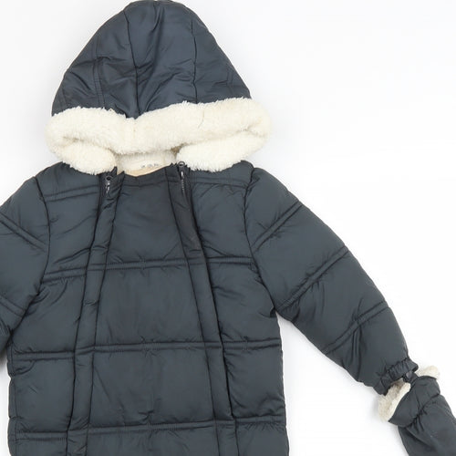 F&F Baby Grey Duffle Coat Snowsuit Size 18-24 Months Zip