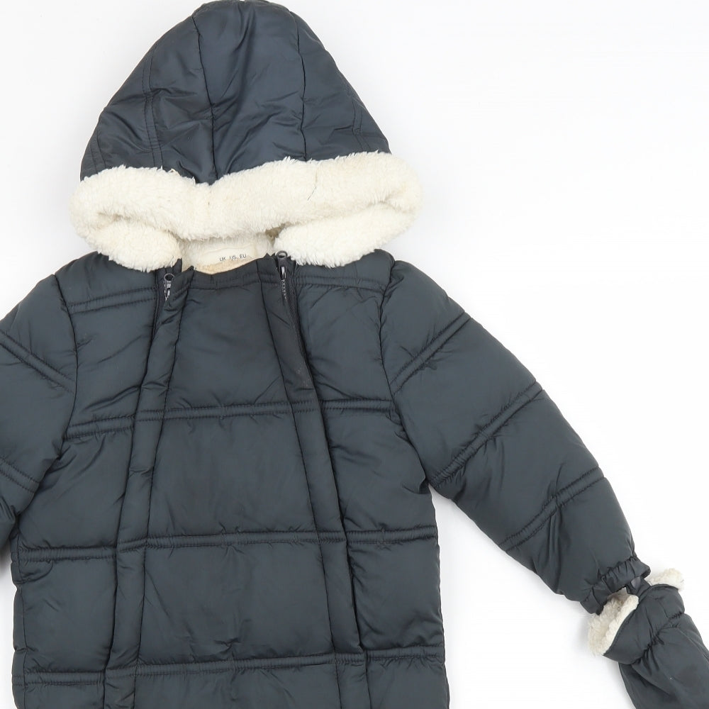 F&F Baby Grey Duffle Coat Snowsuit Size 18-24 Months Zip