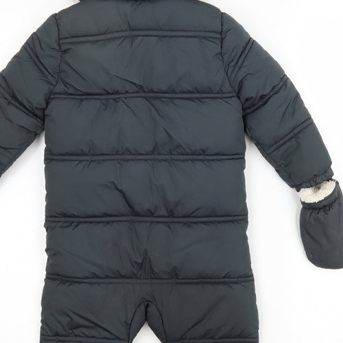 F&F Baby Grey Duffle Coat Snowsuit Size 18-24 Months Zip