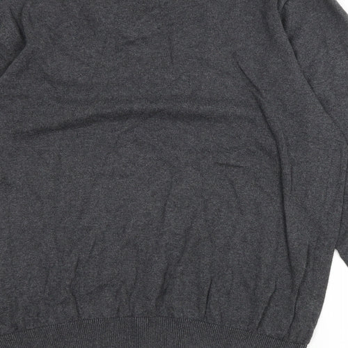 Grorge Mens Grey V-Neck Cotton Pullover Jumper Size M