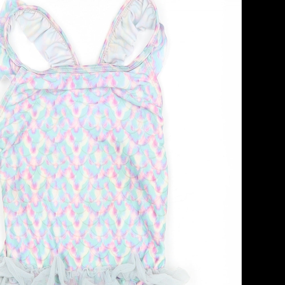Primark Girls Multicoloured Flecked Polyester Leotard One-Piece Size 5-6 Years Pullover - swimming costume