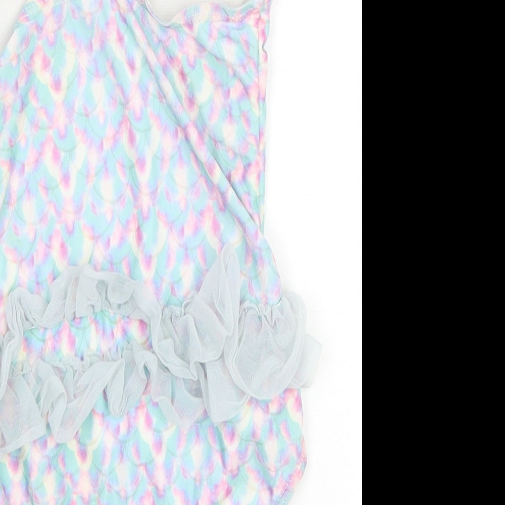 Primark Girls Multicoloured Flecked Polyester Leotard One-Piece Size 5-6 Years Pullover - swimming costume