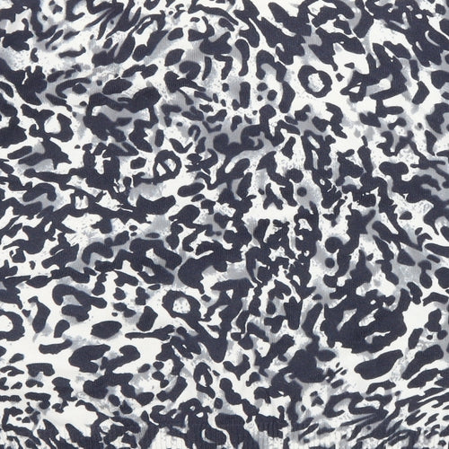 M&Co Womens Blue V-Neck Animal Print Cotton Cardigan Jumper Size 2XL - Cheater Print